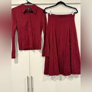 Banana Republic burgundy matching shirt and skirt set